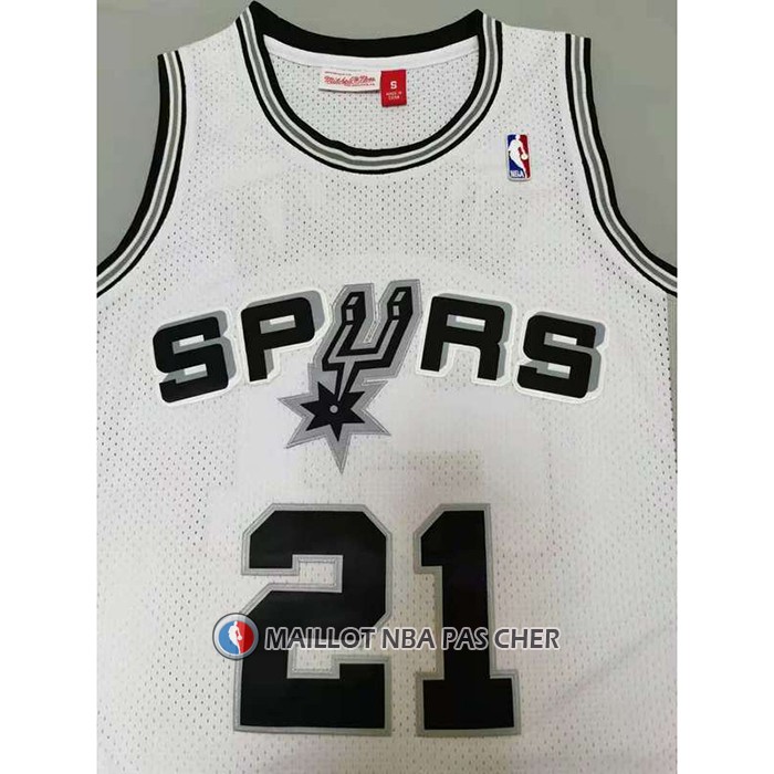 Maillot San Antonio Spurs Tim Duncan NO 21 Mitchell & Ness 1998-99 Blanc